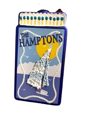 ❤️ FURBISH STUDIO DESTINATION MATCHBOOK THE HAMPTONS GLASS ORNAMENT NEW TRAVEL